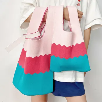 Лидер в продажбите, дамски чанти Kintting, използвани За пазаруване, отдих и развлечения, чанти-тоут, сладки зашити вълнообразни чанти могат да бъдат конфигурирани