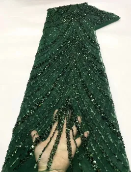 Луксозна Лейси плат, ръчно изработени beaded в нигерия стил 2023, с Висококачествена Бродерия на мъниста от пайеток, африканска френска лейси Плат За рокли