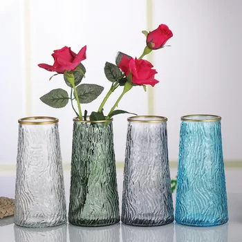 Луксозна стъклена ваза в скандинавски стил със златен модел, креативна проста гидропонная ваза, декоративни орнаменти за всекидневната, цвете.