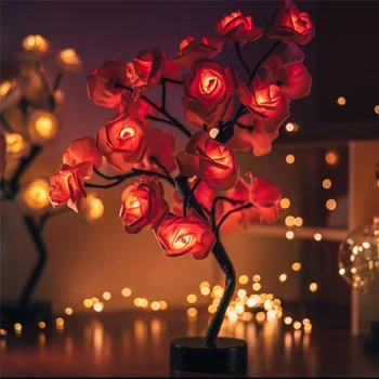 Малката лампа под формата на дърво, USB батерия, led имитация на стоки с двойно предназначение, лампа във формата на розово дърво, украса на стаята, лека нощ