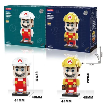 Модел Mario Bros Yoshi Bricks, МИНИ-квадратна глава, серия от строителни пъзели Mario, строителни блокчета, играчки за децата, за Коледни подаръци