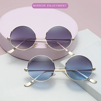 Модни издълбани кръгли слънчеви очила в индивидуална рамка в стил хип-хоп, пънк, метал слънчеви очила, женски, мъжки, женски Аксесоари