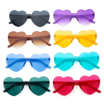 Модни слънчеви очила във формата на сърце Слънчеви очила без рамки за жени Сърдечни очила прозрачен цвят карамел Колоездене, очила за шофиране