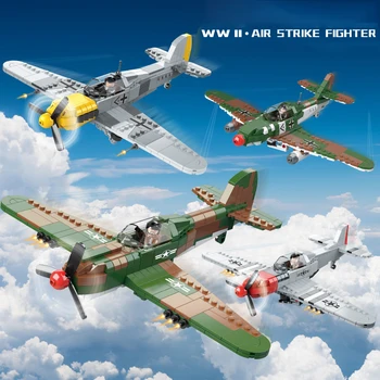 Набор от градивни блокове пилот на изтребител от Втората световна война, класически военен боен самолет DF 109 ME262, Модел на самолета, тухли, Детски Играчки, Подаръци