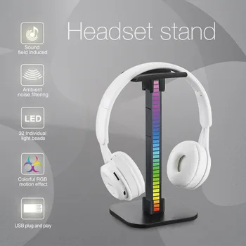 Нова RGB детска поставка за слушалки, двоен USB-порт, тъчпад, управление, лампа настолна детска слушалки, държач, закачалка за аксесоари за слушалки