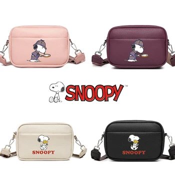 Нова чанта Snoopy с анимационни герои, чанта-месинджър от изкуствена кожа в стила аниме, Кавайные дамски модни чанти за рамо с хубав модел, джоб-тоут за двойки момичета
