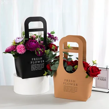 Новата Преносима Сгъваема Кутия за цветя, водоустойчив хартиена опаковка чанта, чанта за цветар, кошница за букети ръчно изработени, сватбен подарък