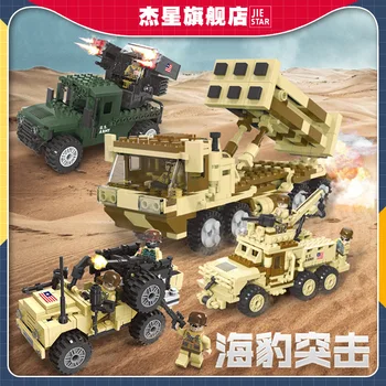 Нови военни строителни блокове Jiexing, пломби, пластмасови частици, ранно образование, изграждането на блокове за снаждане със собствените си ръце.