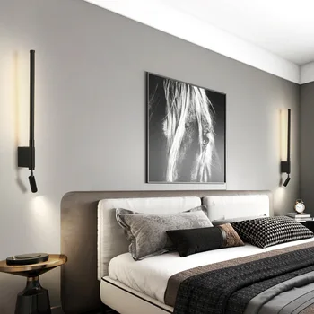 Нощни, с монтиран на стената лампа с регулируем завъртане на 350 градуса, монтиран на стената лампа за четене с превключвател, изчистен хотелска стая в скандинавски стил, основна спалня