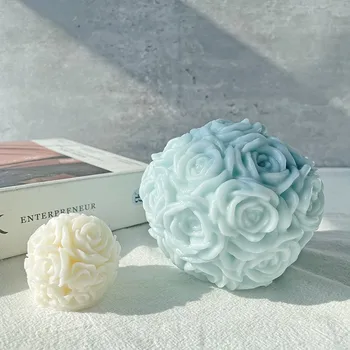 Няколко стилове на Розата е Цветето на топка свещ Силиконова форма на Мек гипс Ароматерапия Смола Сапун Форма за Лед Начало Декор на Сватбени сувенири