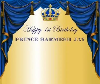 Обичай царски син златна принц теми, короната на краля на 1-ва фон от полиэстеровой или винил плат с компютърна печат на рожден ден