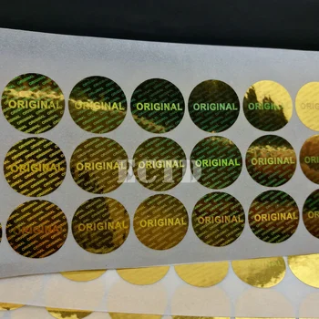 Оригинална опция гаранция печат златист цвят 200ШТ Лазерна етикет с голограммой и стикер с диаметър 15 мм