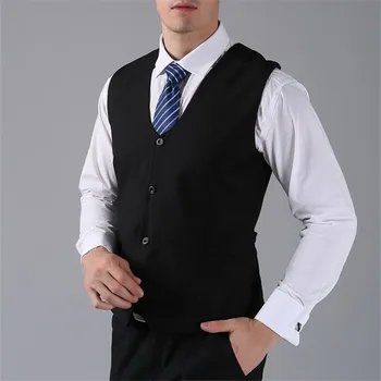 Официални бизнес високо качество черни мъжки жилетки Slim Fit, модерен дизайн, модерни мъжки жилетки е в британски стил, костюм, направен 673