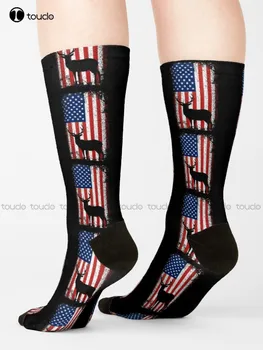 Патриотични чорапи американски ловец на елени мъжки Чорапи черни Унисекс за възрастни, юноши и младежи, чорапи с цифрово принтом 360 °, градинска облекло в стил харадзюку, подарък