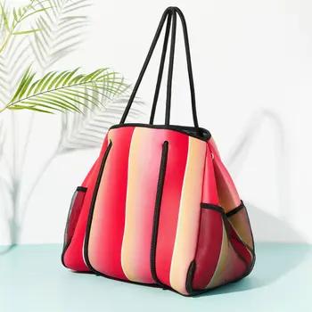 Плажна чанта, дамска чанта с дръжка на рамо, лятна чанта-тоут, раирана чанта за съхранение, благородна куриерски