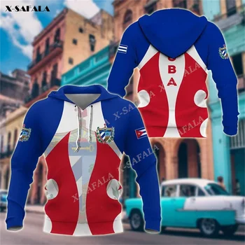 Потребителско име Куба Герб Карта Флаг 3D Принт Hoody с цип, мъжки пуловер, hoody с качулка, Джърси, спортни костюми, Връхни дрехи, Палто