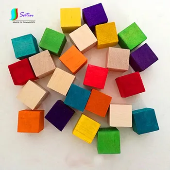 Продажба на едро на Цветни модел на Сградата САМ Материал Дървен Куб тухла, Аксесоар за детски играчки, Дървени Тухла S0714H