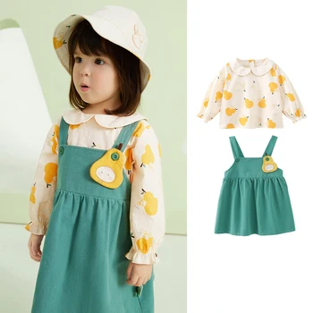 Пролетно нова детски дрехи, костюми за малките момичета, висококачествен памучен риза + лифтинг, красив детски комплект от две части на TZ814