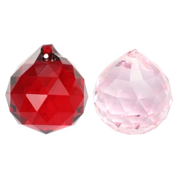 Ретро crystal 30 мм, червен и розов, 2 броя