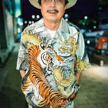 Ризи и блузи Wacko Maria tokyo limited с тигровым принтом, лятна хавайска риза Ropa за почивка, мъжки дамски дрехи, однотонная