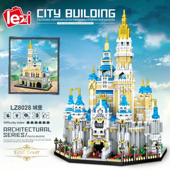 Световна архитектура, увеселителен Парк, Град, Голям Замък на Мечтите, 3D САМ, мини-диамантени блокове, тухли, Строителни играчки, Комплекти за деца