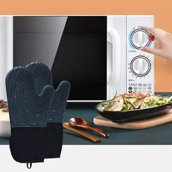 Силиконови кухненски ръкавици за фурна, ръкавици за готвене със скандинавски дизайн, лесно почистване, защитни ръкавици за кухненски микровълнова печка премиум-клас срещу прегряване