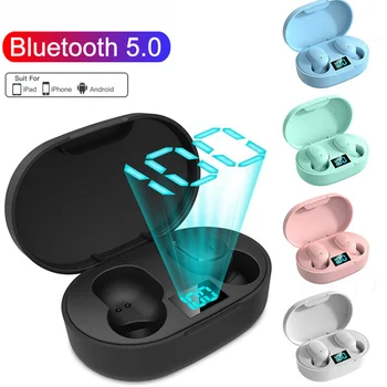 Слушалки TWS Bluetooth 5.1, зарядно устройство ще захранване на кутия с цифров дисплей, Безжични слушалки, Спортни Водоустойчиви слушалки 9D, Слушалки с микрофон
