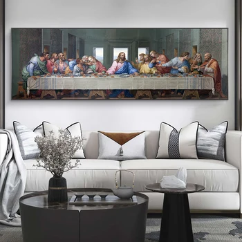 Тайната вечеря на Леонардо да Винчи Картини върху платно на стената на Художествени Плакати И Надписи Известната Картина на Христос Декора на стените
