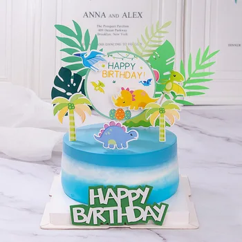 Топперы за торта в стил на динозаврите, Декорация във формата на кокосово дърво, Декори за тортата с 