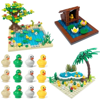 Утиный Рай MOC градивните елементи на резервни Части Тухли Комплекти Играчки Навес За Животни Басейн на Езерото С Lotus Яйце Фауна Съвместими С LEGO