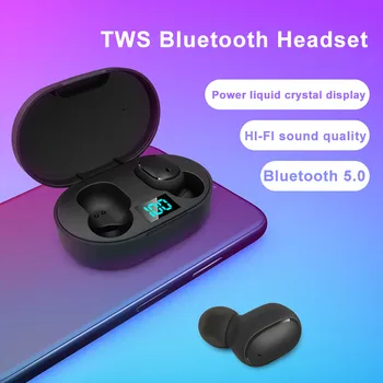Ушите с шумопотискане и стерео звук с микрофон, безжични бас, Bluetooth-слушалки-втулки, 5.0 Стерео Слушалки Bluetooth E6S