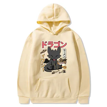 Японското аниме Канджи Харадзюку, качулки със забавна котка, блузи, мъжка мода, есен-зима градинска дрехи, пуловер Harajuku Sudaderas