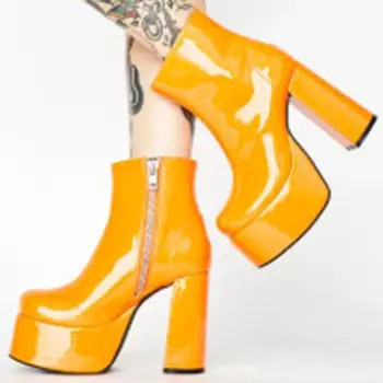 пролетно-есенни нови модни обувки, обикновена ботильоны, голям размер на 43, къси дамски обувки на дебелото обувки на висок ток