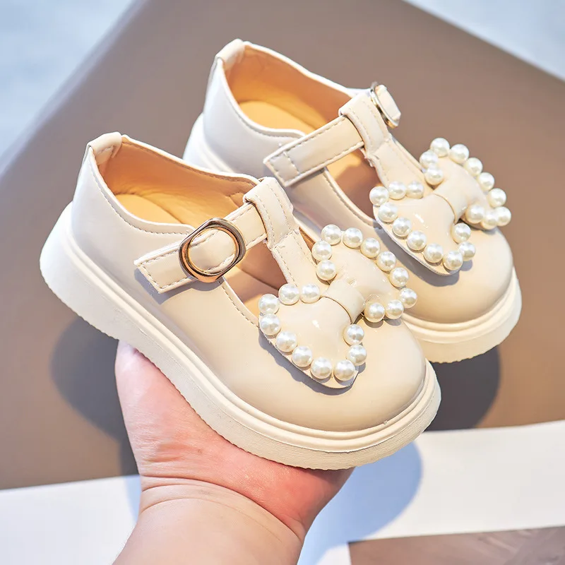 Zapatos Niña/ Детски Кожени обувки; обувки Пролет принцеси за момичета; Обувки с папийонка за момичета; Обувки с Перли за момичета; това е една обувки в стил Ретро, за Мери Джейн; Детски Обувки