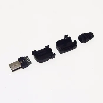 20 комплекти съединители Micro 5 пенса USB с пластмасова обвивка, лакът 90 градуса