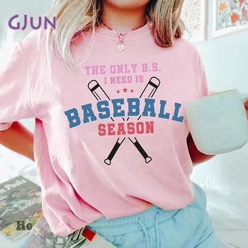 Бейзболен сезон, тениска за мама, летни тениски с изображение, памучен тениска с къс ръкав, дамски дрехи