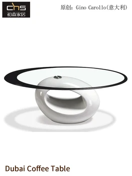 Горещ чай масичка с пластмасова технология домакински стъклени технологии с по-големи дупки, просто съвременен дизайн, с овална стъклена край