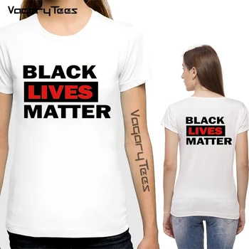 Жена Протест 2020, Черна Тениска Lives Matter с Надпис BLM, Женска Тениска с двойно принтом, Harajuku, Ежедневни, с Къси Ръкави